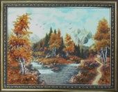 КА0003: Картина Осенний горный пейзаж из янтаря