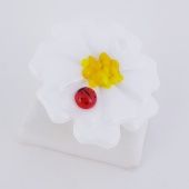 Кц0008: Кольцо белый цветок из муранского стекла