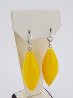 Ср0029-04: Серьги из муранского стекла и ювелирного сплава желтые