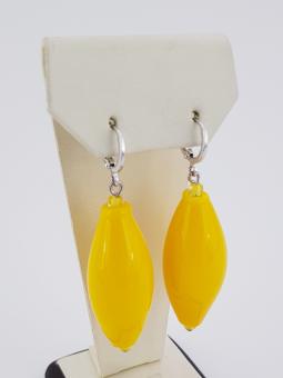 Ср0029-04: Серьги из муранского стекла и ювелирного сплава желтые