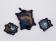 Км0004-01: Комплект (подвеска+кольцо) из каучука и муранского стекла черно-синий